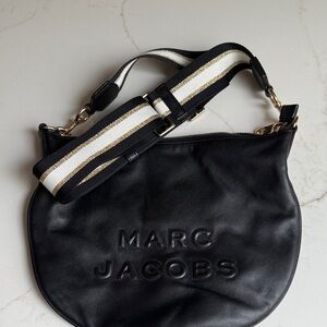 Marc Jacobs Black and Gold Messenger Bag leather